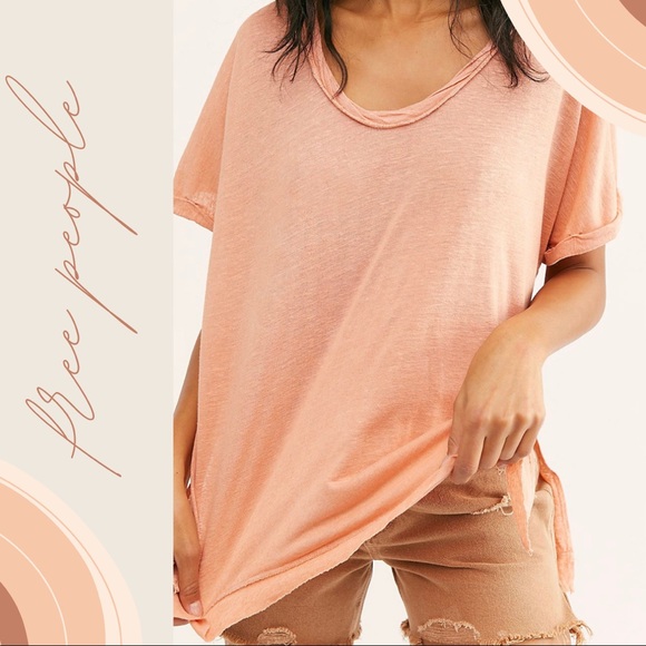 🔥Free people oversized Peach Tee - Picture 2 of 8